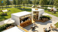 Kiosque de café modulaire préfabriqué en acier pour extérieur, café pop-up, kiosque de parc, camping, commerce de détail, appartement, villa, hôtel