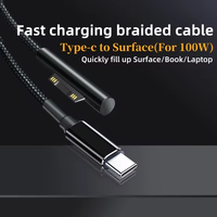 Câble de chargeur PD 100W Type-C vers Microsoft Surface, cordon d'alimentation USB-C tressé pour Surface Pro 7/8/9, Laptop Go, Book 3