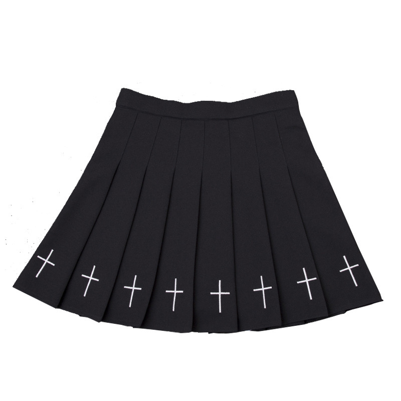 Minigonna Plissettata Nera Gotica Con Catena - Vita Alta E Tasca Laterale Per Look Alternative - Foto 8