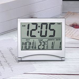 LCD kỹ thuật số lịch đồng hồ báo thức và bảng thời tiết trạm và nhiệt độ du lịch đồng hồ điện tử tuyệt vời đồng hồ báo thức - Product Image 3