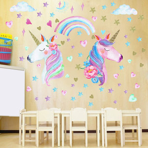 3 fogli di Grandi Dimensioni Formato Unicorno Unicorno Per Bambini Camera <span class=keywords><strong>Da</strong></span> Letto Della Decorazione Della <span class=keywords><strong>Parete</strong></span> Smontabile Autoadesivi Della <span class=keywords><strong>Parete</strong></span> Della Decorazione per le Ragazze e parti della decorazione - Product Image 5