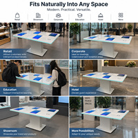 Table tactile interactive capacitive à 4 écrans de 15,6 pouces, blanche, 10 points de contact, avec bande LED, charge sans fil, pour usage commercial et bureautique