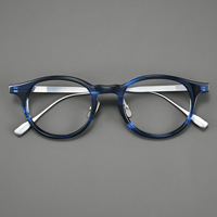 Monture de lunettes classique à monture ronde DTX148, style designer, fabriquée à la main au Japon, en titane pur, monture complète, compatible avec les verres AC