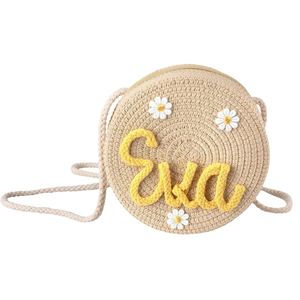 Bolso Bandolera de Paja con Nombre Bordado para Niños, Bonito Bolso de Hombro Personalizado con Cierre de Cremallera Interior - Product Image 1