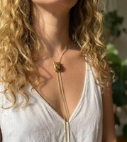 Collar de Latón con Ojo de Tigre Cuadrado, Certificado CE Rohs, para Mujer, Personalizado, Regalo para el Día de la Madre, Navidad