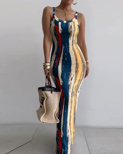 All'ingrosso estivo elegante cinturino solido da donna taglie forti <span class=keywords><strong>Casual</strong></span> <span class=keywords><strong>Sexy</strong></span> abito lungo aderente Maxi abito da donna <span class=keywords><strong>abbigliamento</strong></span> da donna - Product Image 1