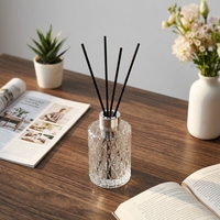 Diffuseur en verre gaufré transparent, flacon décoratif vide pour huiles essentielles avec bouchon métallique pour usage domestique