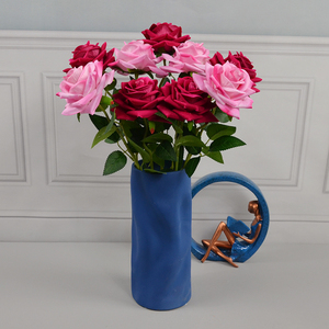 Vente flash : Rose artificielle <span class=keywords><strong>en</strong></span> velours, fleurs artificielles <span class=keywords><strong>en</strong></span> vrac, arrangement de mariage, centre de table décoratif, rose rouge à longue <span class=keywords><strong>tige</strong></span> - Product Image 5
