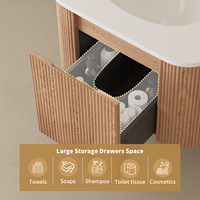 USA gratis ongkir Vanity kamar mandi mewah dengan wastafel desain kamar mandi Modern bak cuci dipasang di dinding bundar 60cm lemari kamar mandi