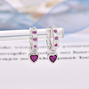 <span class=keywords><strong>Orecchini</strong></span> a bottone in Zirconia cubica con cuore di Hanhan | 6 colori personalizzati | Love Design impilabile - Product Image 5