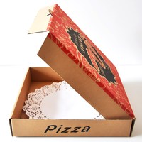 Cajas de cartón corrugado kraft desechables plegables personalizadas para pizza de 13 pulgadas con logo para alimentos.