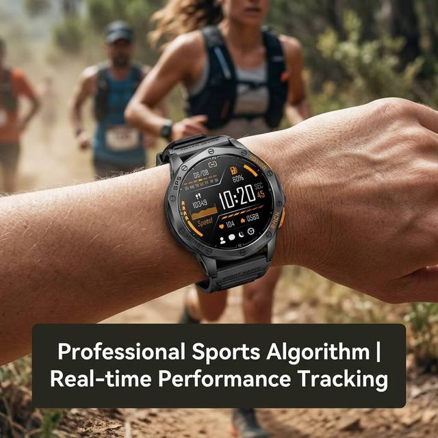 GPS 6-Satellite Location Smart Watch K67 with LED Flashlight 1.43 Inch AMOLED Always-On Display Rugged Smartwatch