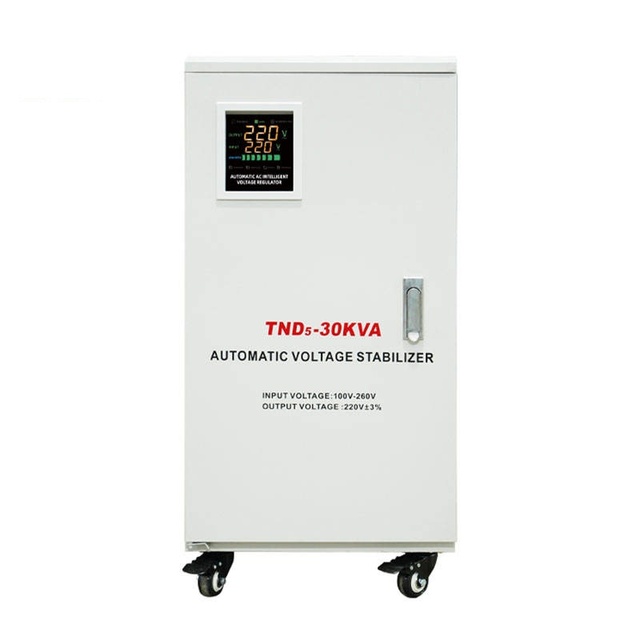 Digital AC Automatic Voltage Regulator SVC Stabilizer 30KVA Single Phase 220V Servo Motor Type TND Model LCD Display CE