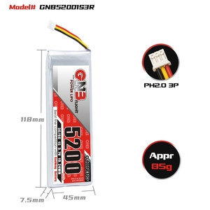 GAONENG GNB 5200mah 1S 3C 3.7V JR Connector RC LiPo Battery for for TBS Tango 2 Remote Control Transmitter Receiver - Product Image 3