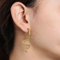 Boucles d'oreilles clous serpent gothiques pour femme, style animal punk hip-hop unisexe, bijoux tendance en alliage avec perles/diamants, étoile scintillante pour Halloween