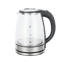 Bouilloire électrique en verre portable de style luxueux 2,0 L avec accessoires en acier inoxydable, bouilloire électrique et lumière annulaire