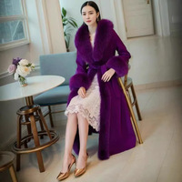 Manteau en laine double face à manches longues, coupe ajustée, style décontracté et tendance, avec col en fourrure synthétique de renard, collection 2026