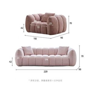 Sofá Moderno de Tela con Diseño Acolchado, Estilo Bouclé, Curvo, para Sala de Estar - Product Image 3