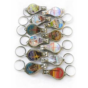 Custom Tourist Souvenirs Aluminum Foil Nail Scissors Luxury High Quality Bottle Opener Nail Clipper <b>Keychain</b> with Nail Clippers - Product Image 1