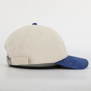 Casquette de baseball ajustable en velours côtelé à 6 panneaux bicolore personnalisée, casquette à visière incurvée unie, casquette de papa en velours côtelé avec logo brodé - Product Image 4