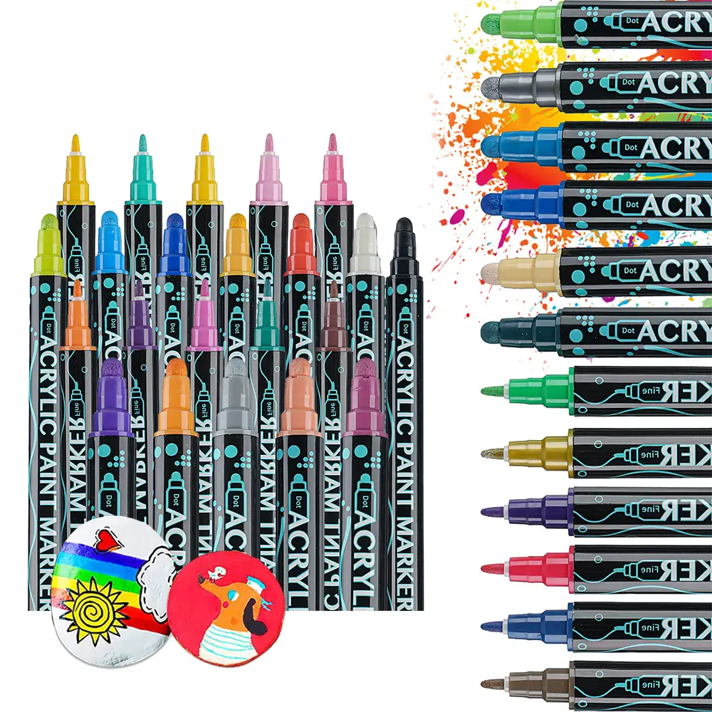 12/24/26/36 Colors Dual Tips Art Marker Drawing Acrylic Paint Marker Pens Set For Rock Painting Ceramic Glass Wood