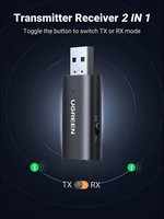 UGREEN Émetteur-récepteur 5.1 2 en 1 Adaptateur USB sans fil Microphone intégré Dongle audio 3,5 mm