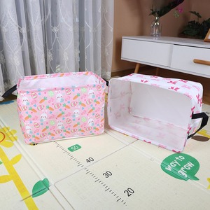 Pink Easter Fabric Storage <b>Bin</b> with Handles Rectangular Foldable Basket 10-<b>20L</b> for Sundries Home Organization - Product Image 4
