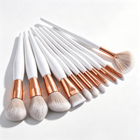 Lot de 11 pinceaux de maquillage synthétiques doux et moelleux, véganes, pour fond de teint, fard à joues et fard à paupières, kit de pinceaux cosmétiques, marque privée