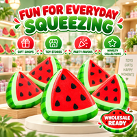 Jouet Squishy en PU en forme de tranche de pastèque à remontée lente, jouet anti-stress doux en forme de fruit, boîte de présentation de 12 pièces pour la vente en gros