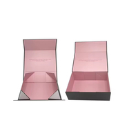 Boîte-cadeau de papier d'emballage magnétique pliable noir rose d'impression mate de luxe personnalisée brillante avec fermeture magnétique