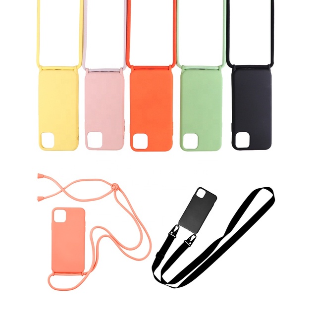Hot Selling Necklace Lanyard Wrist Strap Silicone Shockproof Waterproof Candy Color for 16/17/X/XS MAX/7/8 Mobile Phone Case