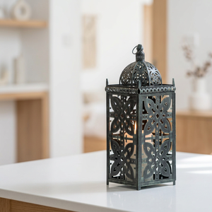 Farol de Metal Negro con Diseño Recortado Personalizado al por Mayor para Decoración del Hogar y Patio - Product Image 1