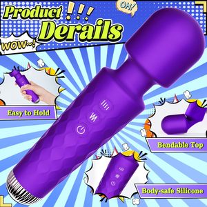 Juguetes sexuales recargables USB para parejas, vibrador de clítoris de punto G, masajeador de varita, vibrador de clítoris Anal impermeable de 10 velocidades - Product Image 4