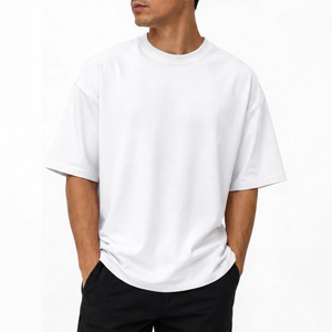Camiseta Blanca Extra Grande para Hombre, con Logotipo Personalizado Estampado en la Parte Delantera, Cuello Redondo, Manga Corta, Estilo Casual, 100% Algodón con Spandex, 220g - Product Image 1