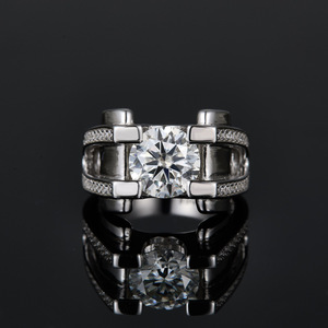 Bague en argent S925 incrustée de moissanite 2 carats, style punk, robuste, individuel, <span class=keywords><strong>mature</strong></span>, dominant, luxe léger - Product Image 3