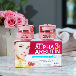 Coffret Crème Jour et Nuit Alpha Glycérine 2-en-<span class=keywords><strong>1</strong></span> Anti-Âge Nourrissante Éclaircissante Visage avec Acide Hyaluronique Biologique 25g+25g - Product Image 1
