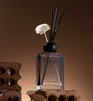 Bouteille en verre vide pour diffuseur à bâtonnets, 100-200 ml, avec couvercle noir, style nordique, pour parfum d'intérieur, avec fleur Sola et bâtonnets