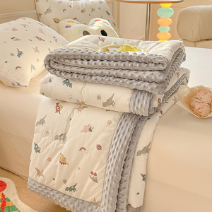 Juego de colcha de verano refrescante, patrones de hojas de plantas florales, diseño de dibujos animados de <span class=keywords><strong>dinosaurio</strong></span>, edredones de algodón, poliéster de PVC para uso en dormitorio - Product Image 4