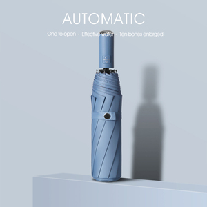 Parapluie de voyage super mini pliable en 3 parties, entièrement automatique, en nylon avec revêtement noir classique moderne, brevet américain, promotion cadeau - Product Image 2