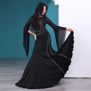 Lei balla nuovo arrivo elegante Performance di danza del ventre di allenamento indossa abito di strass nero Iraq per le donne danzatrici del ventre - Product Image 1