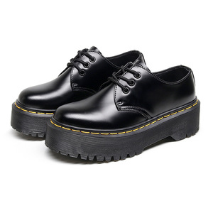 Stivaletti da Donna in Vera Pelle <span class=keywords><strong>Bassi</strong></span> Quad per Martin Boots con Platform Stivali Corti Invernali Chiusura con Lacci a 3 Fori Casual da Studente - Product Image 5