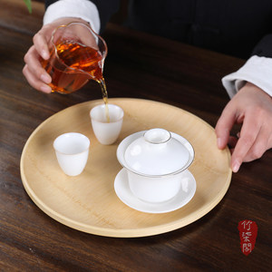 Bamboo Fruit Plate Handmade Round <b>Snack</b> <b>Tray</b> For Dried Fruits Tea Set Storage Unfinished Wooden Pattern YY0886 - Product Image 5