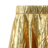 Jupe de performance dorée brillante pour enfants, taille élastique large, doublure jaune anti-transparence, mini-jupe évasée pour filles, idéale pour les fêtes et la scène