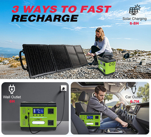 Stations d'alimentation portables 400W avec ports USB, système solaire, camping en plein air, 110V 220V, batterie au lithium fer phosphate LiFePO4, générateur solaire - Product Image 6