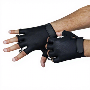 Nylon Spandex Half-Finger Sports <b>Gloves</b> Black Breathable <b>Moisture</b> Wicking Adjustable Wrist Strap Unisex All Seasons - Product Image 5
