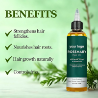 Minyak Rambut Rosemary Vegan Organik Biotin, Vitamin E untuk Pertumbuhan Rambut Cepat Memulihkan Rambut Rusak Cocok untuk Semua Jenis Rambut
