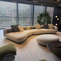 Canapé modulaire en tissu bouclé italien moderne avec ottoman pour salon de villa, mobilier haut de gamme pour la maison