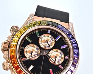 Montre mécanique multifonctionnelle de luxe haut de gamme pour homme avec cadre arc-en-ciel et élégante montre-bracelet sertie de diamants - Product Image 2