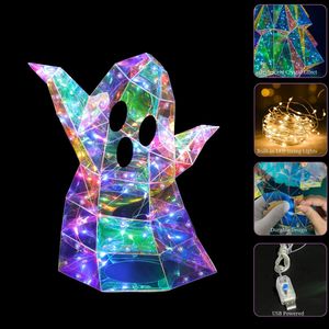Decoración de Fantasma LED Iridiscente para Halloween, Adorno de Fantasma de Cristal con Luz USB para Decoración de Interiores y Exteriores, Fiestas y Hogar, OEM de Fábrica - Product Image 4