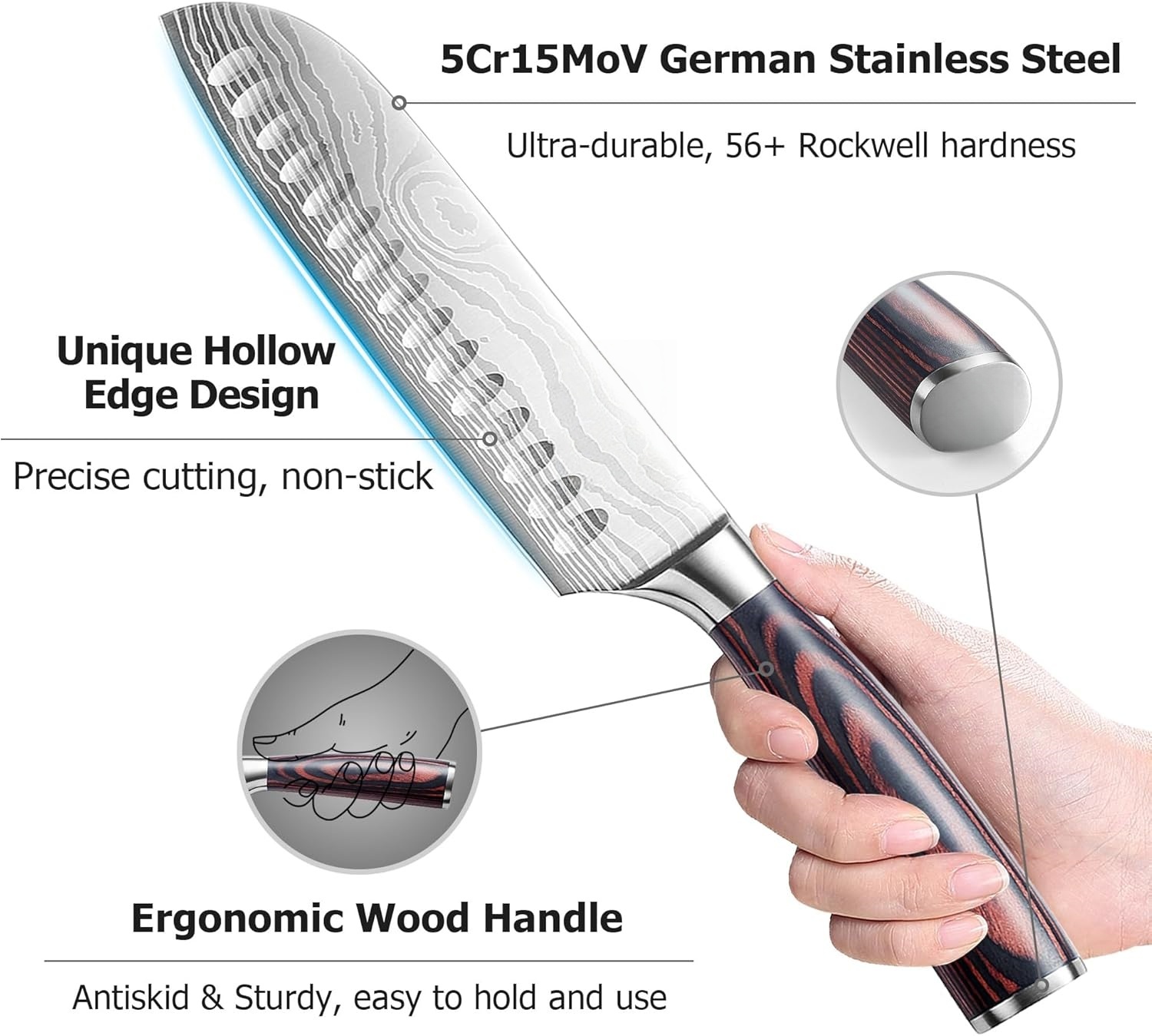 Ніж шеф кухаря Hatchen Santoku Knife 7 дюймів